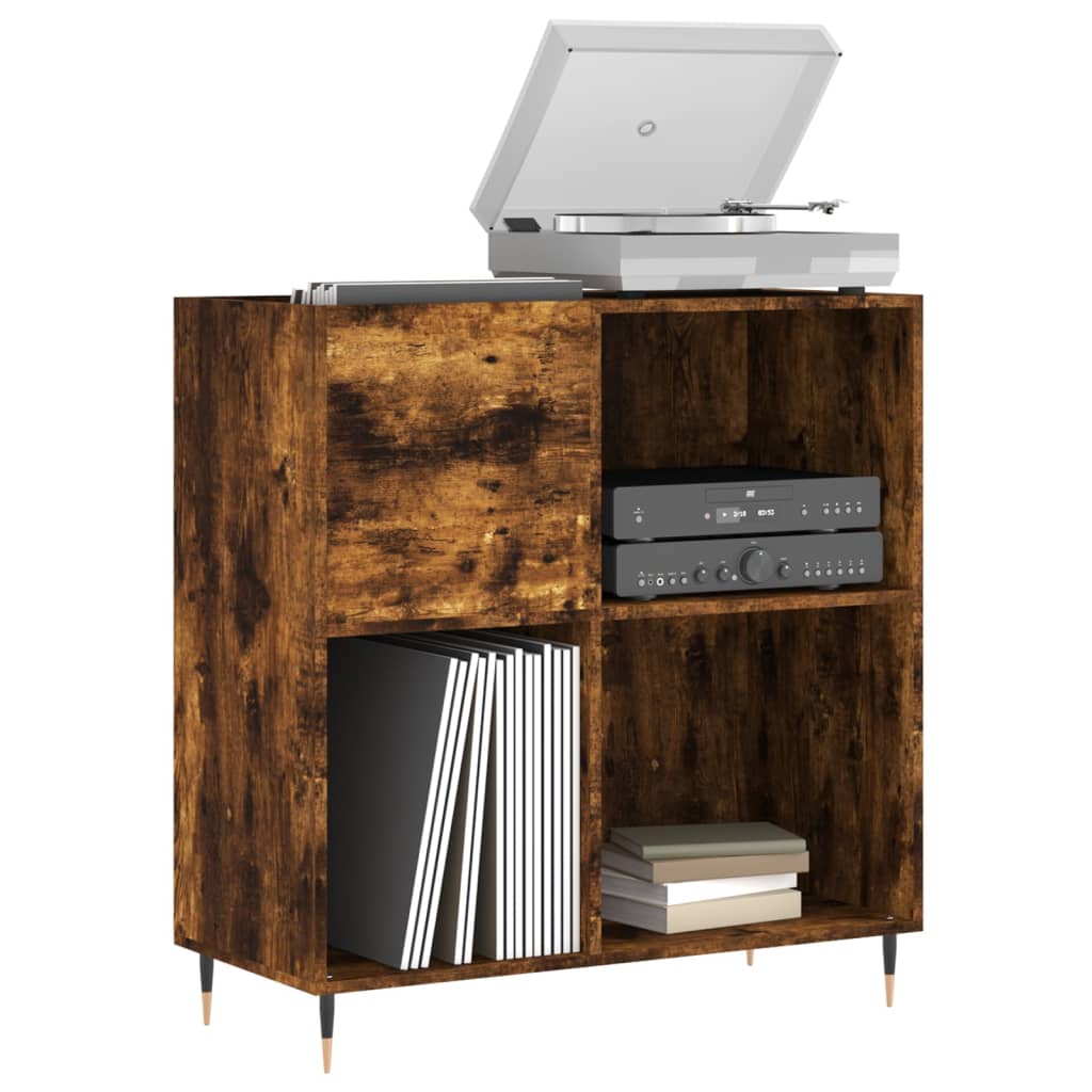 vidaXL Dulap pentru discuri stejar fumuriu 84,5x38x89 cm lemn compozit vidaXL Dulap pentru discuri stejar fumuriu 84,5x38x89 cm lemn compozit