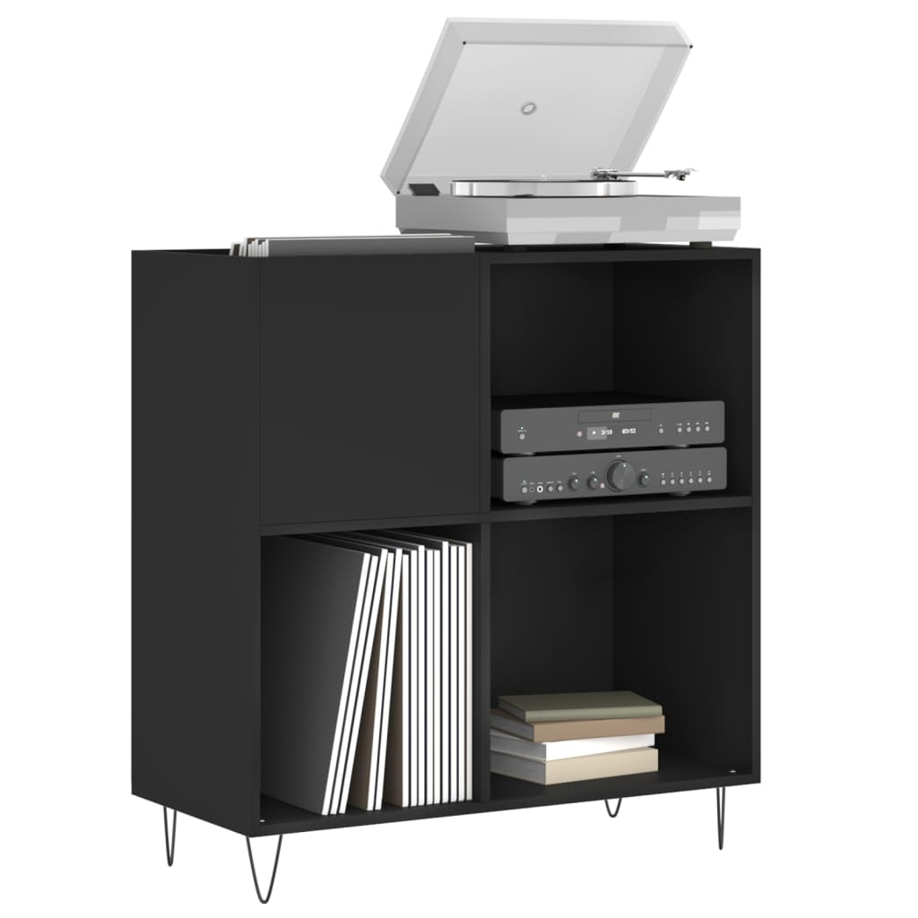 vidaXL Dulap pentru discuri negru 84,5x38x89 cm lemn compozit