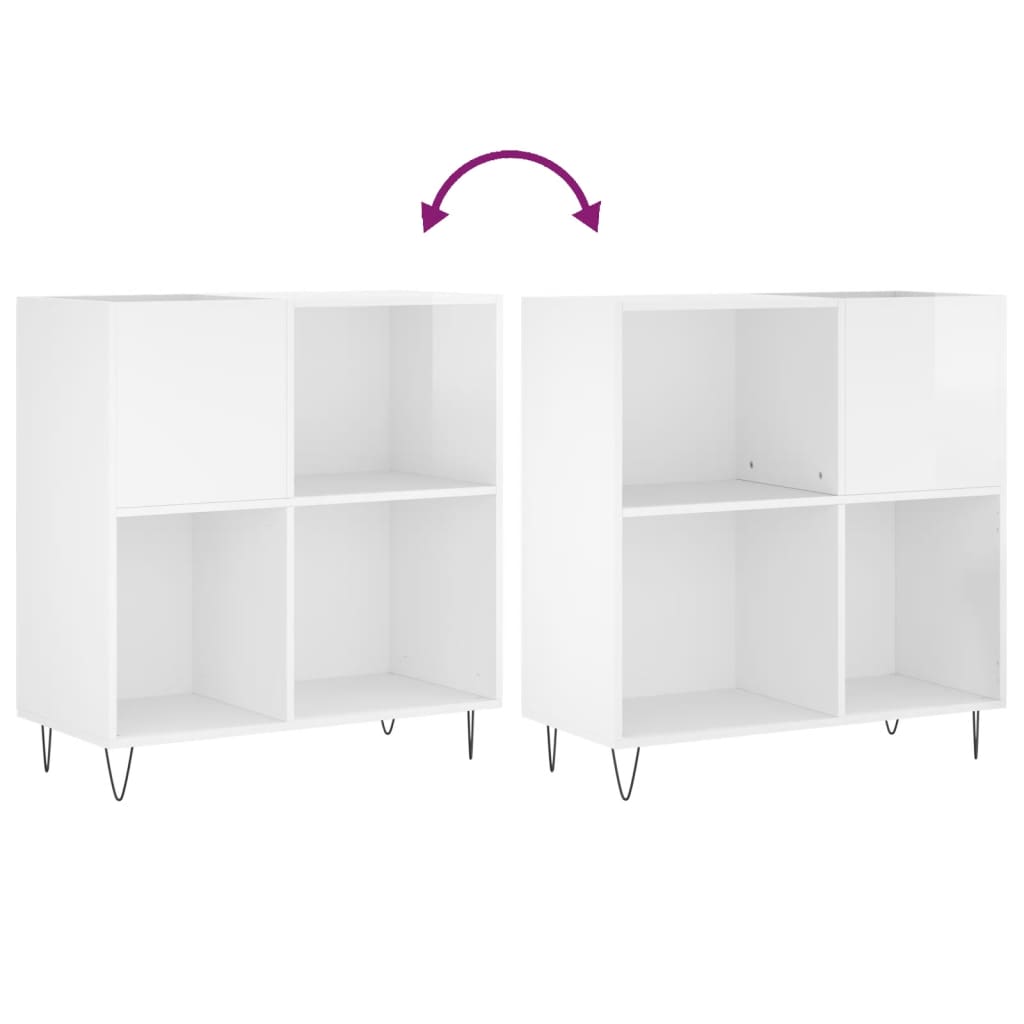 vidaXL Dulap de discuri alb extralucios 84,5x38x89 cm lemn compozit