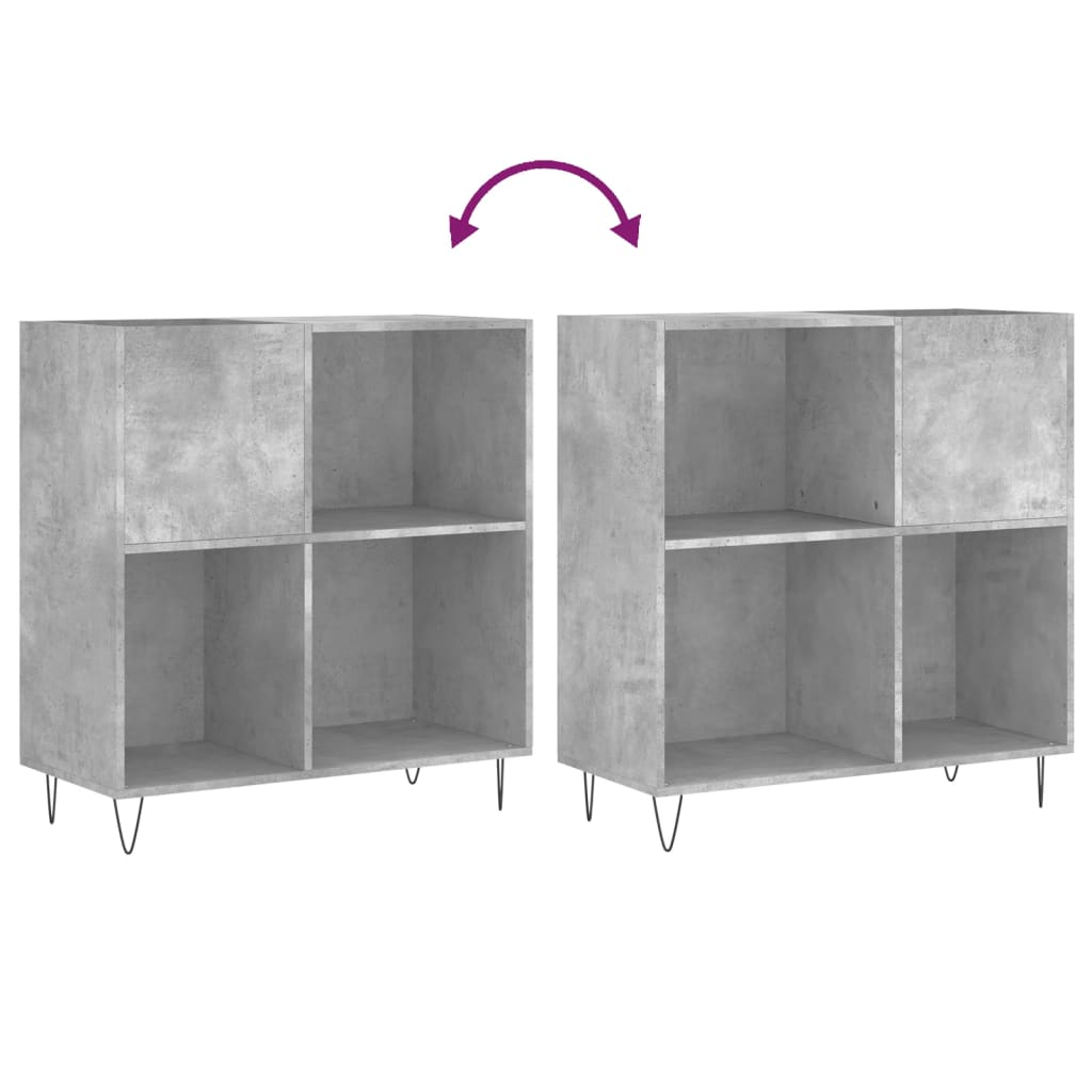 vidaXL Dulap pentru discuri gri beton 84,5x38x89 cm lemn compozit vidaXL Dulap pentru discuri gri beton 84,5x38x89 cm lemn compozit
