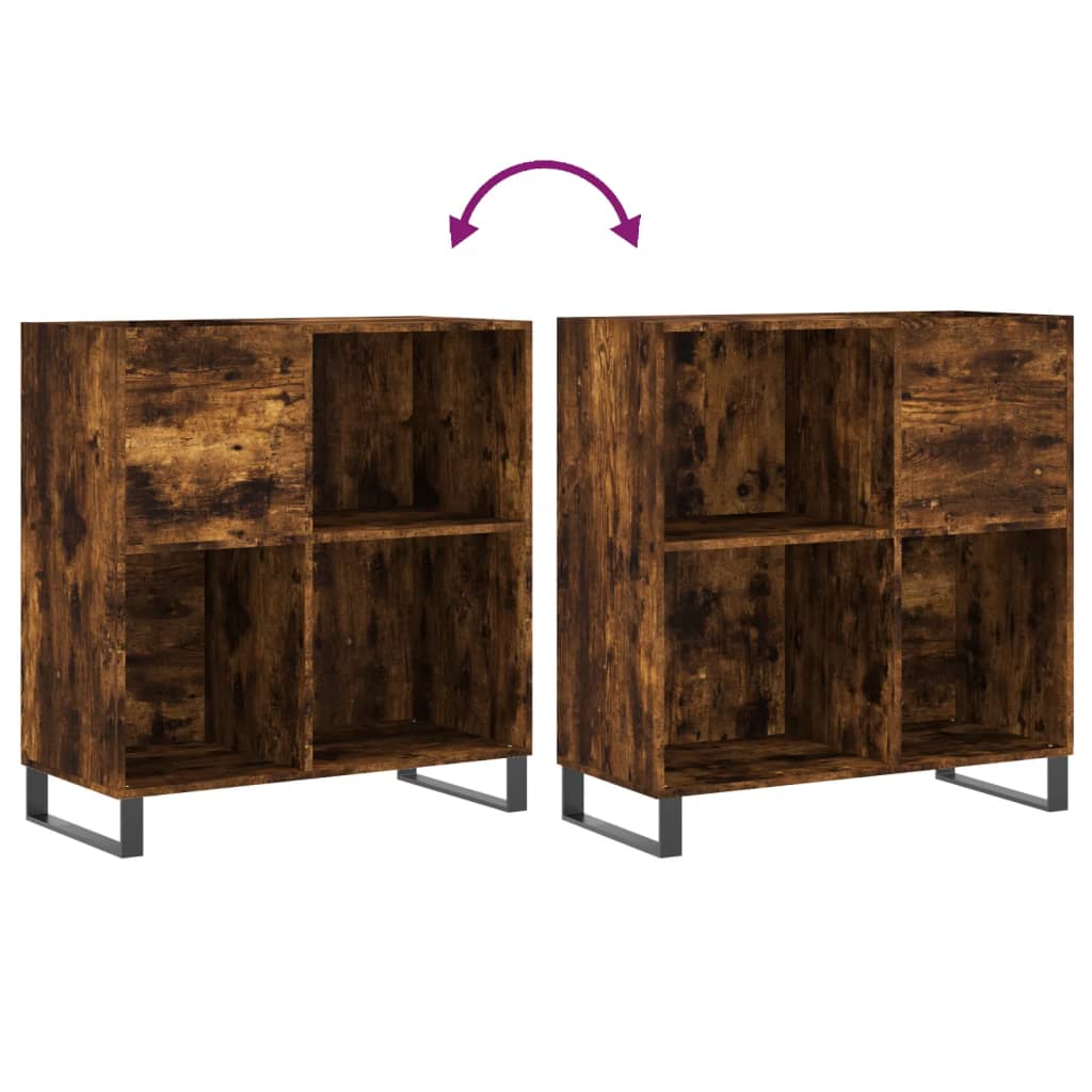 vidaXL Dulap pentru discuri stejar fumuriu 84,5x38x89 cm lemn compozit vidaXL Dulap pentru discuri stejar fumuriu 84,5x38x89 cm lemn compozit