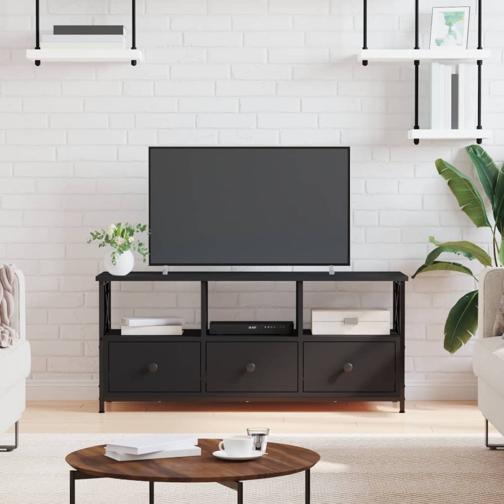 vidaXL Comodă TV, negru, 102x33x45 cm, lemn prelucrat & fier