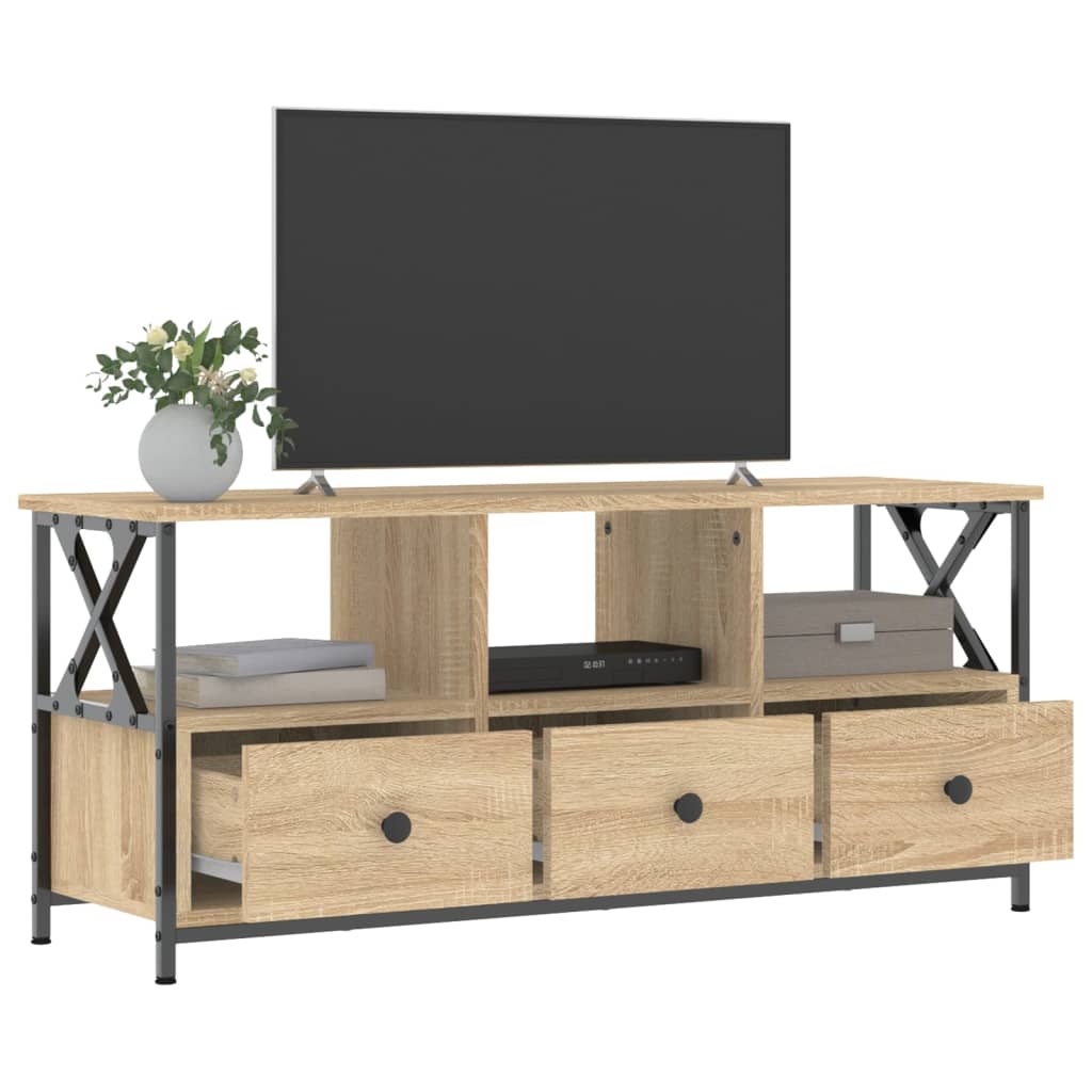 vidaXL Comodă TV, stejar sonoma, 102x33x45 cm, lemn prelucrat & fier vidaXL Comodă TV, stejar sonoma, 102x33x45 cm, lemn prelucrat & fier