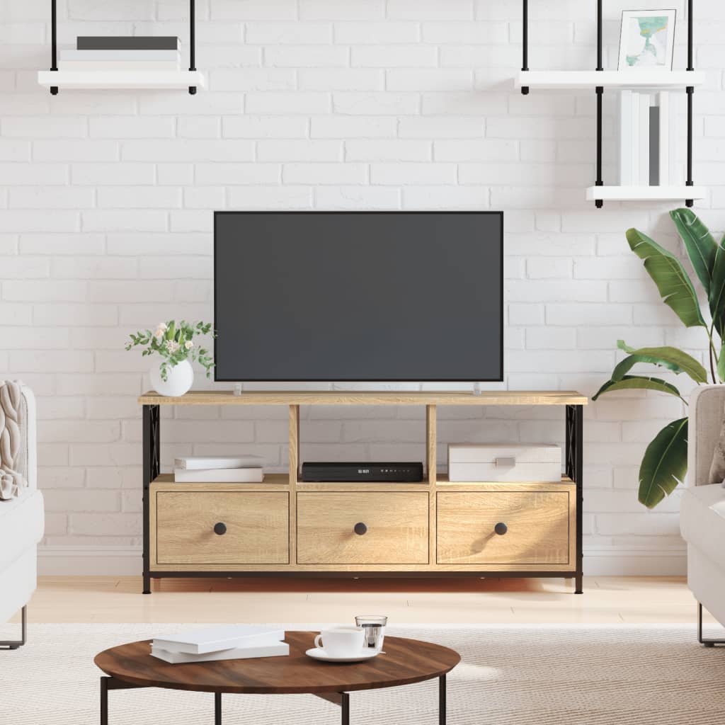 vidaXL Comodă TV, stejar sonoma, 102x33x45 cm, lemn prelucrat & fier vidaXL Comodă TV, stejar sonoma, 102x33x45 cm, lemn prelucrat & fier