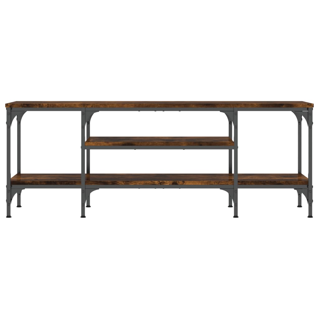 vidaXL Comodă TV, stejar afumat, 121x35x45 cm, lemn prelucrat & fier vidaXL Comodă TV, stejar afumat, 121x35x45 cm, lemn prelucrat & fier