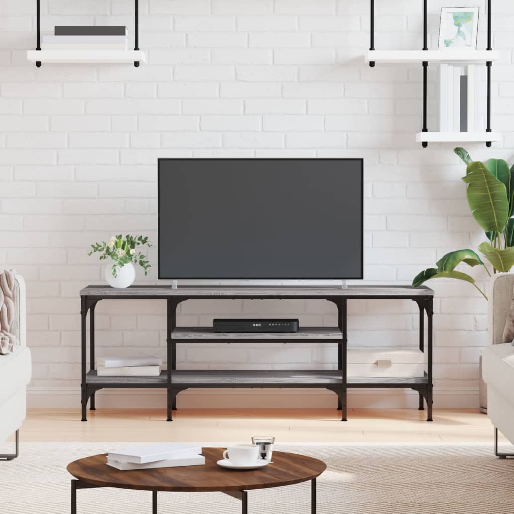 vidaXL Comodă TV, sonoma gri, 121x35x45 cm, lemn prelucrat & fier vidaXL Comodă TV, sonoma gri, 121x35x45 cm, lemn prelucrat & fier