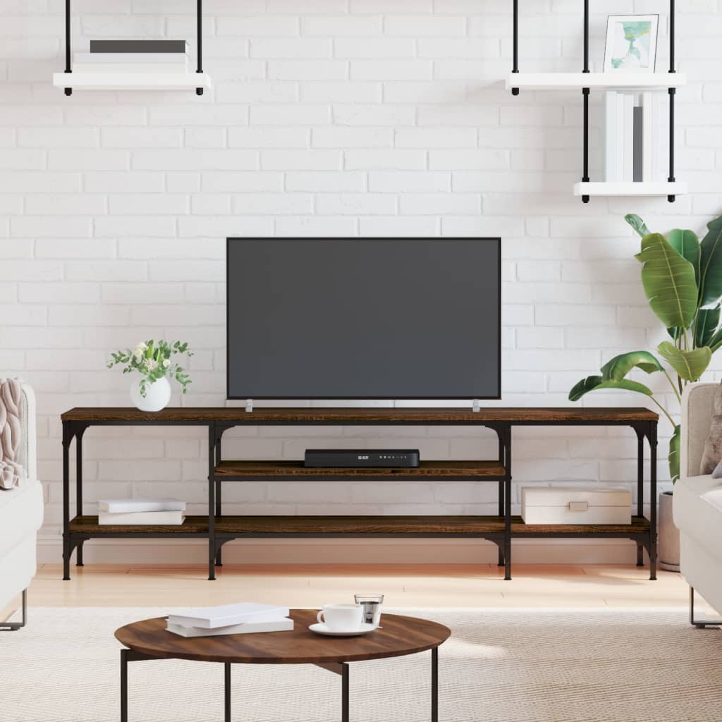 vidaXL Comodă TV, stejar maro, 161x35x45 cm, lemn prelucrat & fier