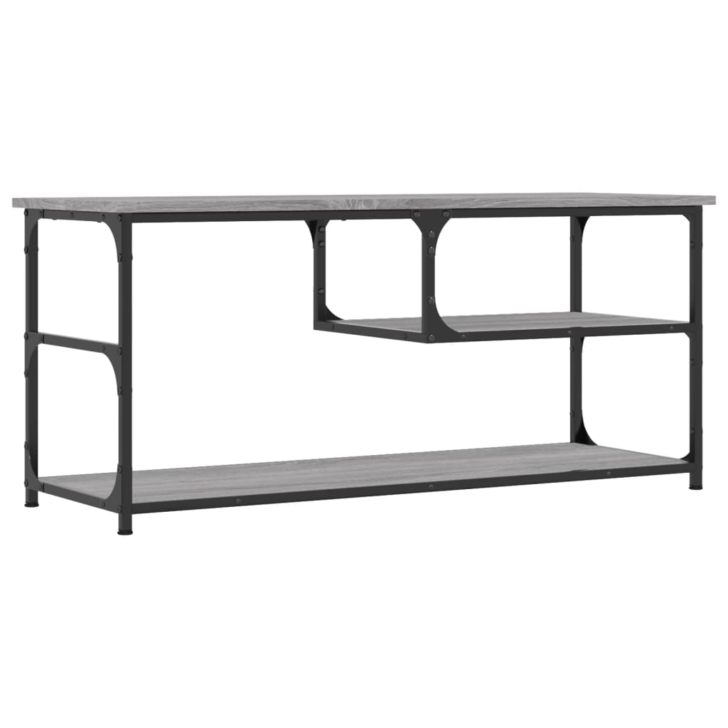 vidaXL Comodă TV, gri sonoma, 103x38x46,5 cm, lemn prelucrat și oțel vidaXL Comodă TV, gri sonoma, 103x38x46,5 cm, lemn prelucrat și oțel