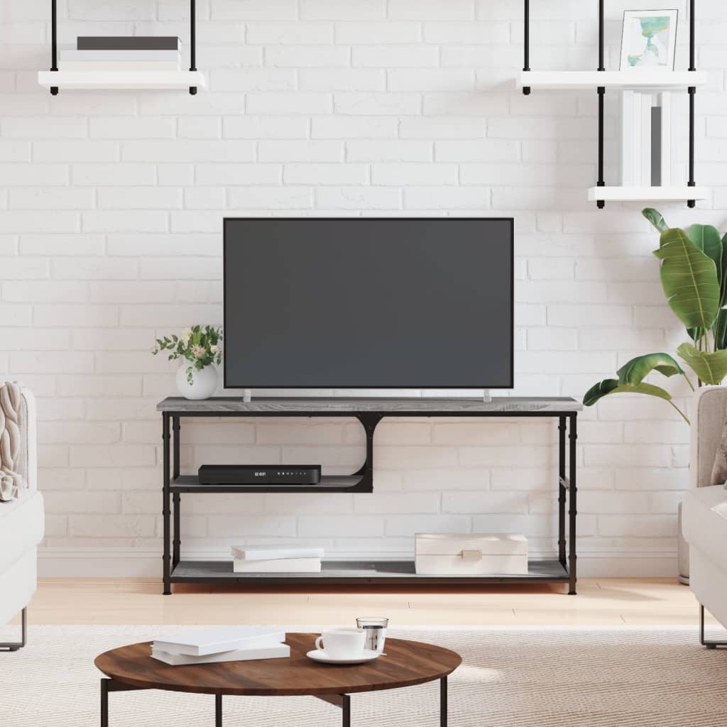 vidaXL Comodă TV, gri sonoma, 103x38x46,5 cm, lemn prelucrat și oțel vidaXL Comodă TV, gri sonoma, 103x38x46,5 cm, lemn prelucrat și oțel