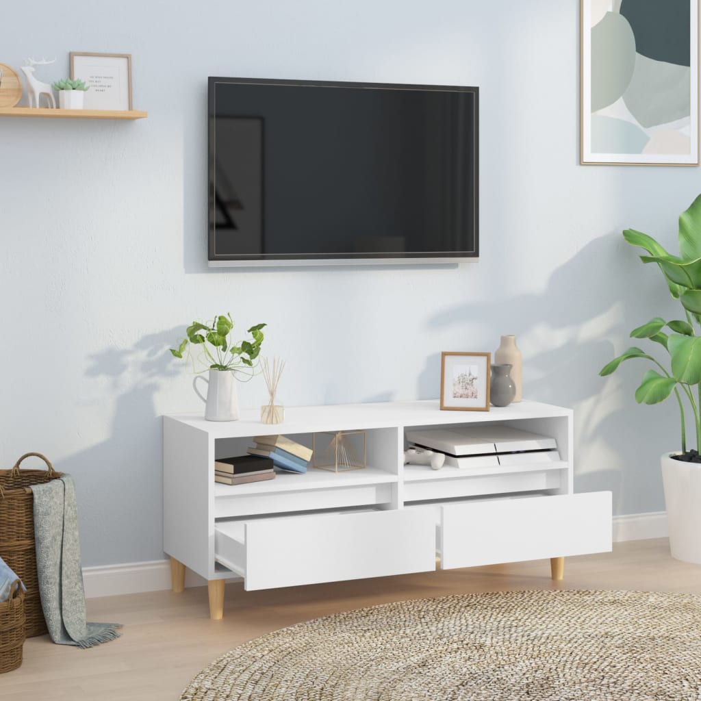 vidaXL Comodă TV, alb, 100x34,5x44,5 cm, lemn prelucrat vidaXL Comodă TV, alb, 100x34,5x44,5 cm, lemn prelucrat