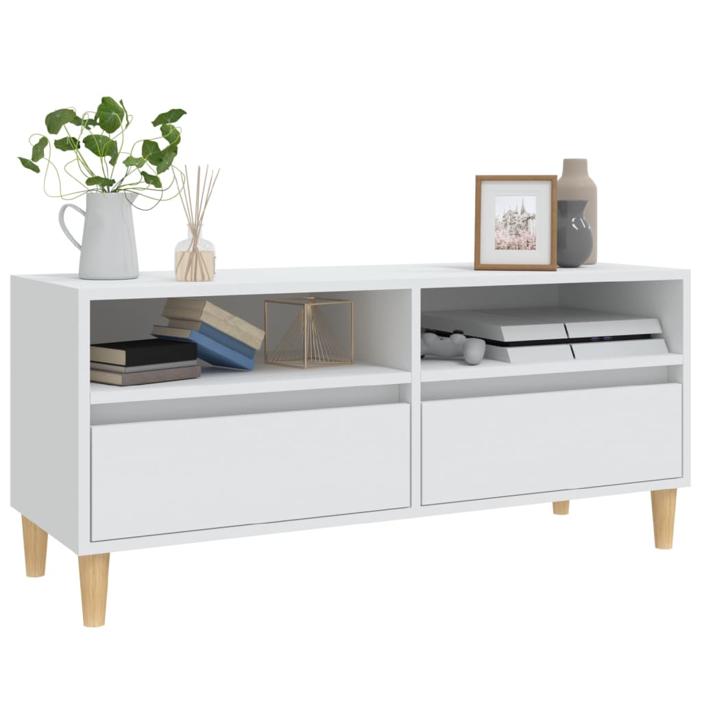 vidaXL Comodă TV, alb, 100x34,5x44,5 cm, lemn prelucrat vidaXL Comodă TV, alb, 100x34,5x44,5 cm, lemn prelucrat