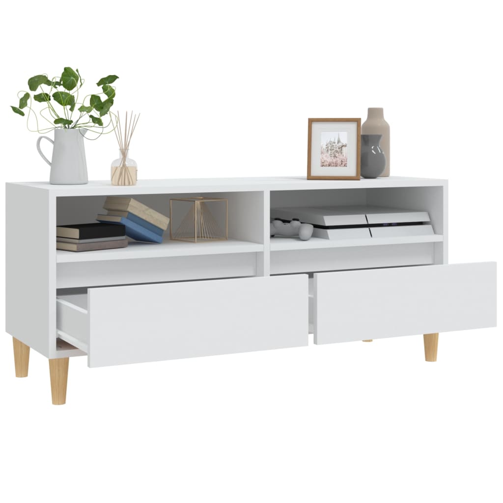 vidaXL Comodă TV, alb, 100x34,5x44,5 cm, lemn prelucrat vidaXL Comodă TV, alb, 100x34,5x44,5 cm, lemn prelucrat