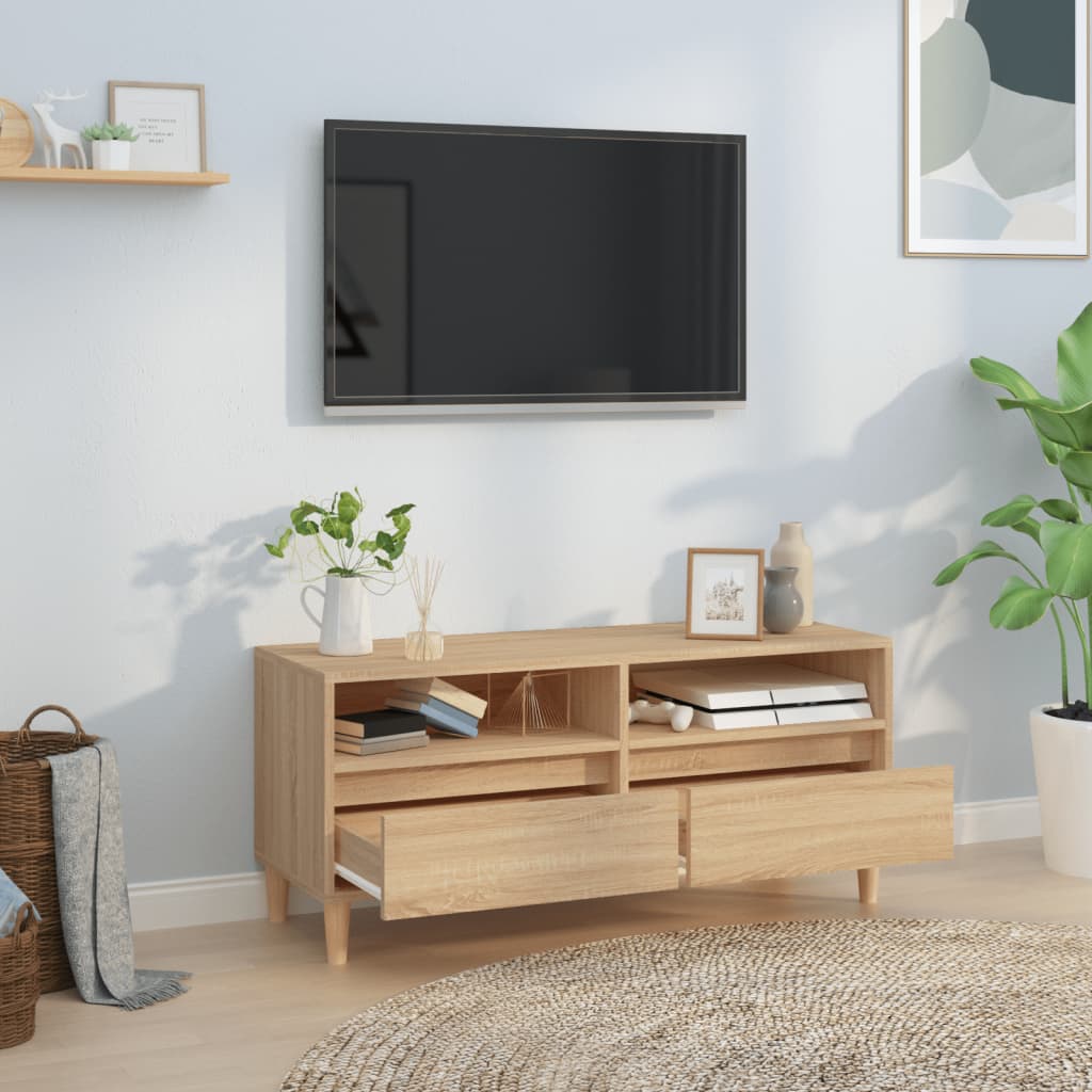 vidaXL Comodă TV, stejar sonoma, 100x34,5x44,5 cm, lemn prelucrat