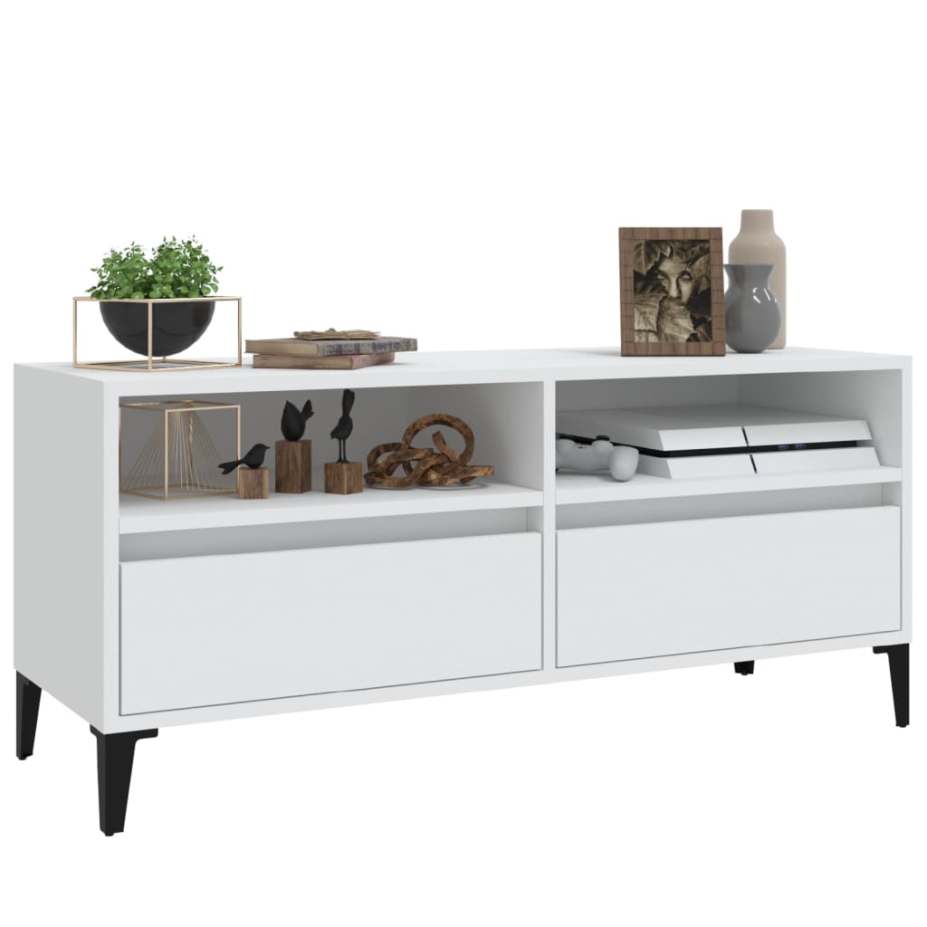 vidaXL Comodă TV, alb, 100x34,5x44,5 cm, lemn prelucrat