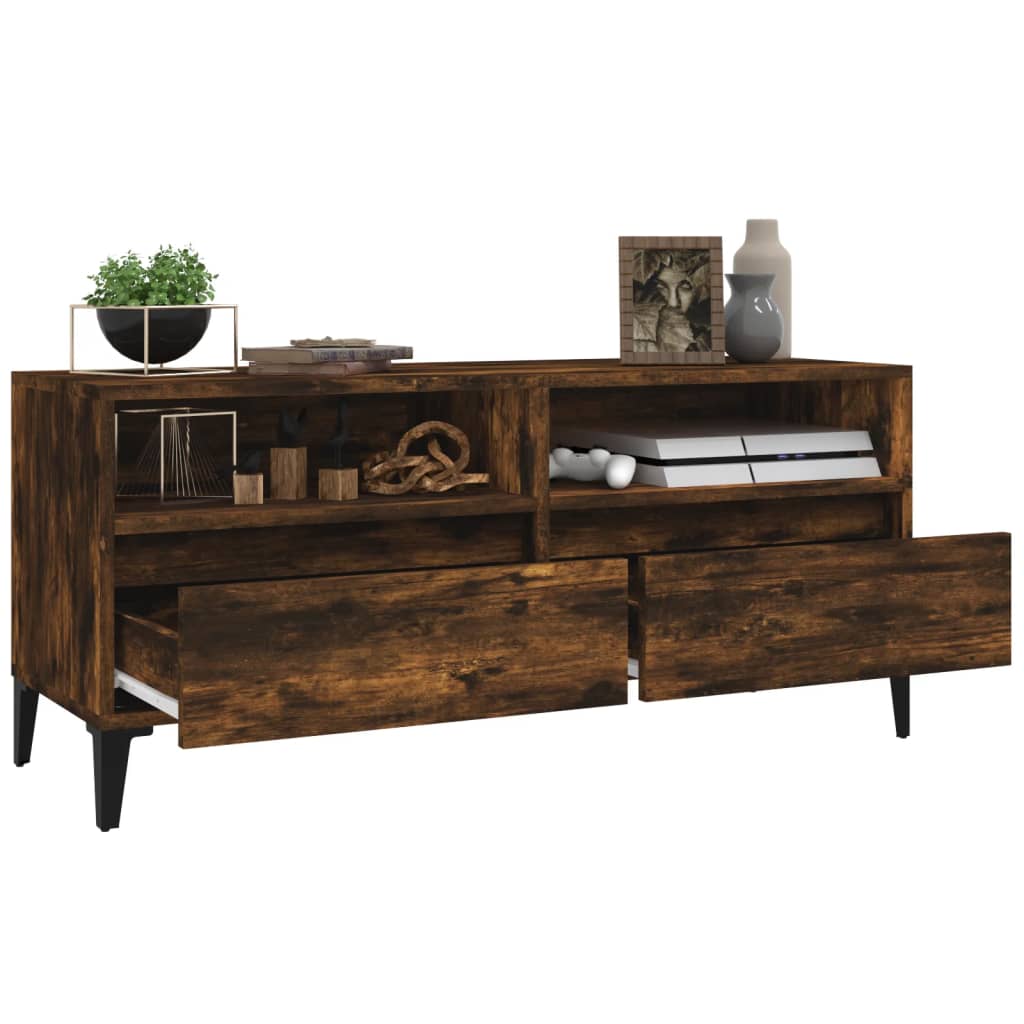 vidaXL Comodă TV, stejar fumuriu, 100x34,5x44,5 cm, lemn prelucrat vidaXL Comodă TV, stejar fumuriu, 100x34,5x44,5 cm, lemn prelucrat