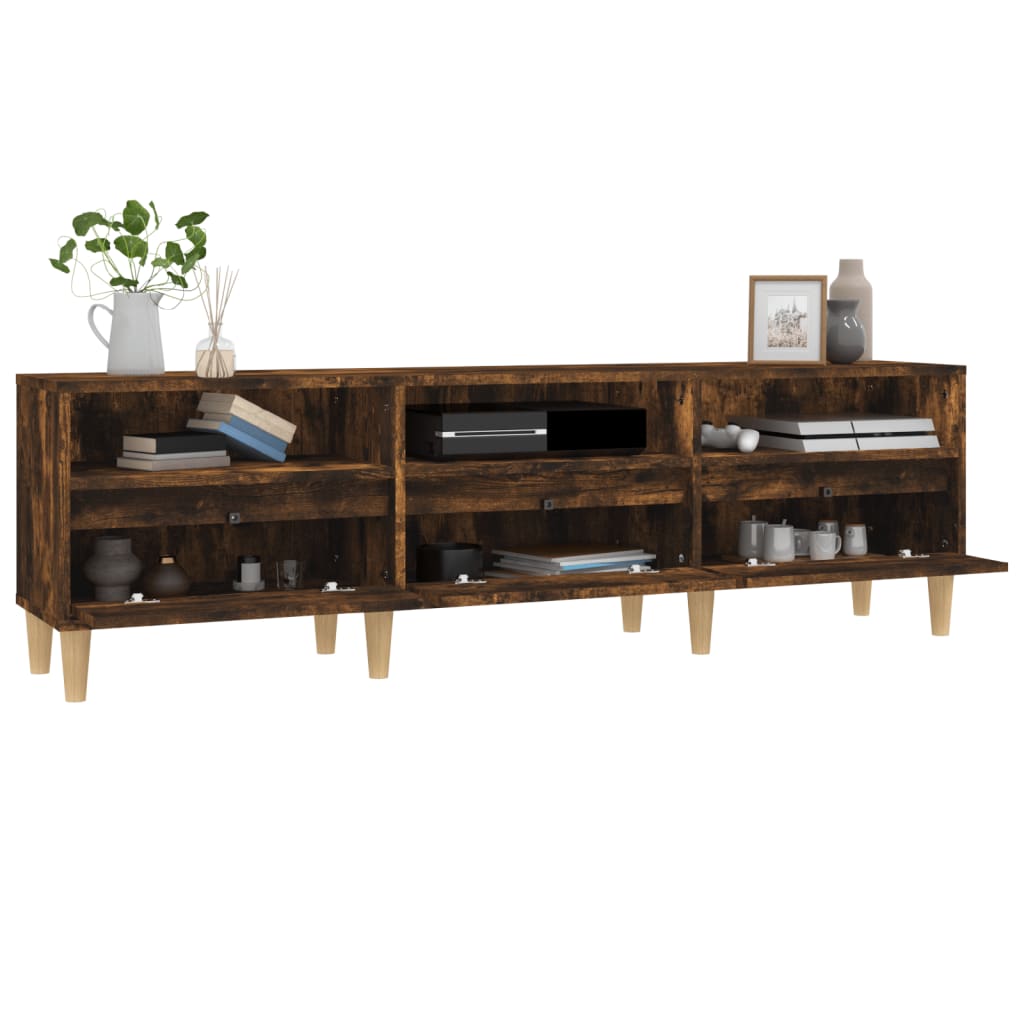 vidaXL Comodă TV, stejar fumuriu, 150x30x44,5 cm, lemn prelucrat