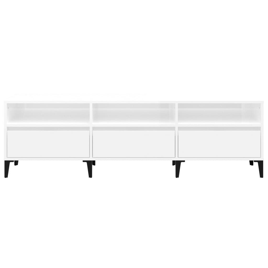 vidaXL Comodă TV, alb extralucios, 150x30x44,5 cm, lemn prelucrat