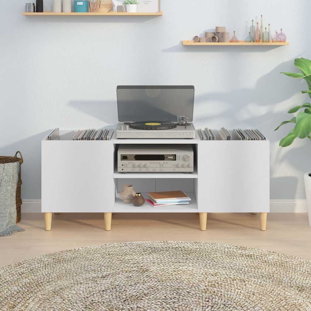 vidaXL Comodă discuri, alb, 121x38x48 cm, lemn prelucrat vidaXL Comodă discuri, alb, 121x38x48 cm, lemn prelucrat