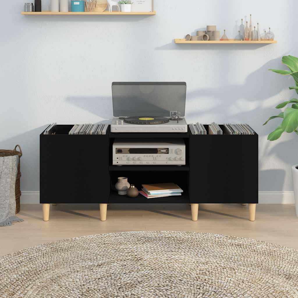 vidaXL Comodă discuri, negru, 121x38x48 cm, lemn prelucrat vidaXL Comodă discuri, negru, 121x38x48 cm, lemn prelucrat