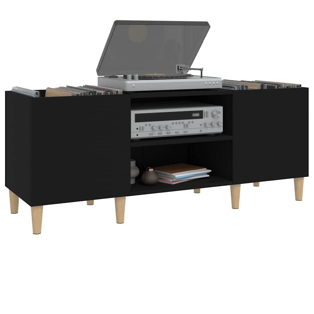 vidaXL Comodă discuri, negru, 121x38x48 cm, lemn prelucrat vidaXL Comodă discuri, negru, 121x38x48 cm, lemn prelucrat