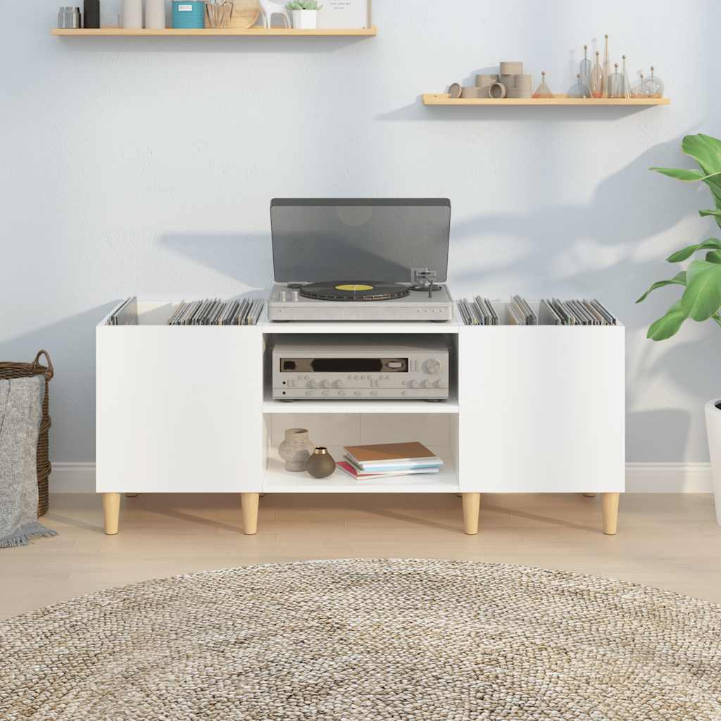 vidaXL Dulapuri pentru discuri alb lucios 121x38x48 cm, lemn prelucrat vidaXL Dulapuri pentru discuri alb lucios 121x38x48 cm, lemn prelucrat