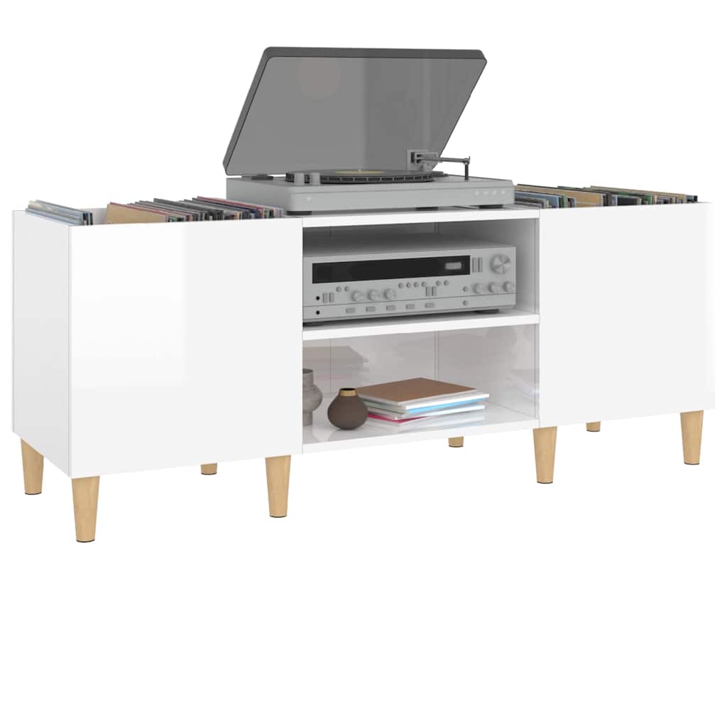 vidaXL Dulapuri pentru discuri alb lucios 121x38x48 cm, lemn prelucrat vidaXL Dulapuri pentru discuri alb lucios 121x38x48 cm, lemn prelucrat