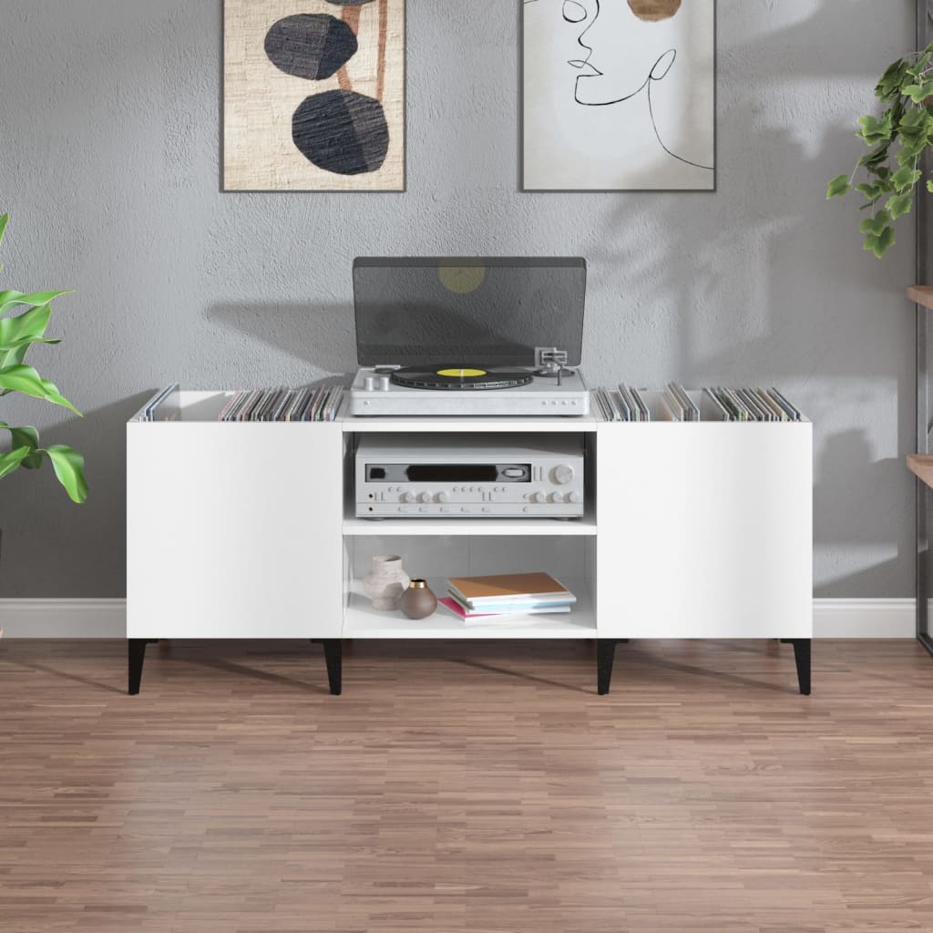 vidaXL Comodă discuri, alb, 121x38x48 cm, lemn prelucrat vidaXL Comodă discuri, alb, 121x38x48 cm, lemn prelucrat