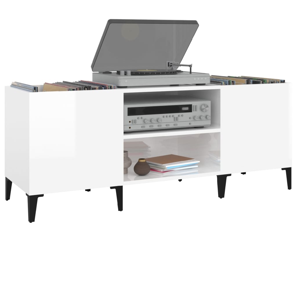 vidaXL Dulapuri pentru discuri alb lucios 121x38x48 cm, lemn prelucrat vidaXL Dulapuri pentru discuri alb lucios 121x38x48 cm, lemn prelucrat