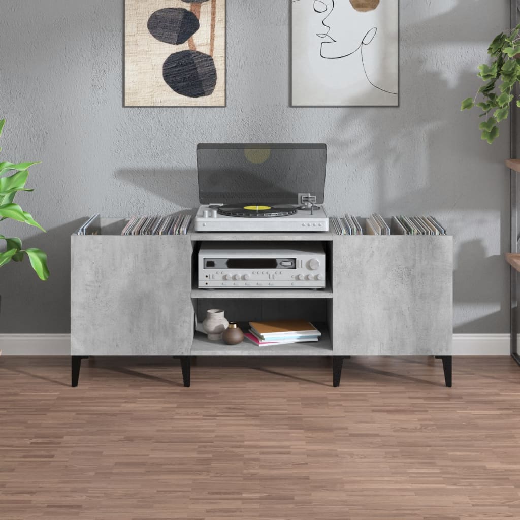 vidaXL Dulap pentru discuri gri beton, 121x38x48 cm, lemn prelucrat vidaXL Dulap pentru discuri gri beton, 121x38x48 cm, lemn prelucrat