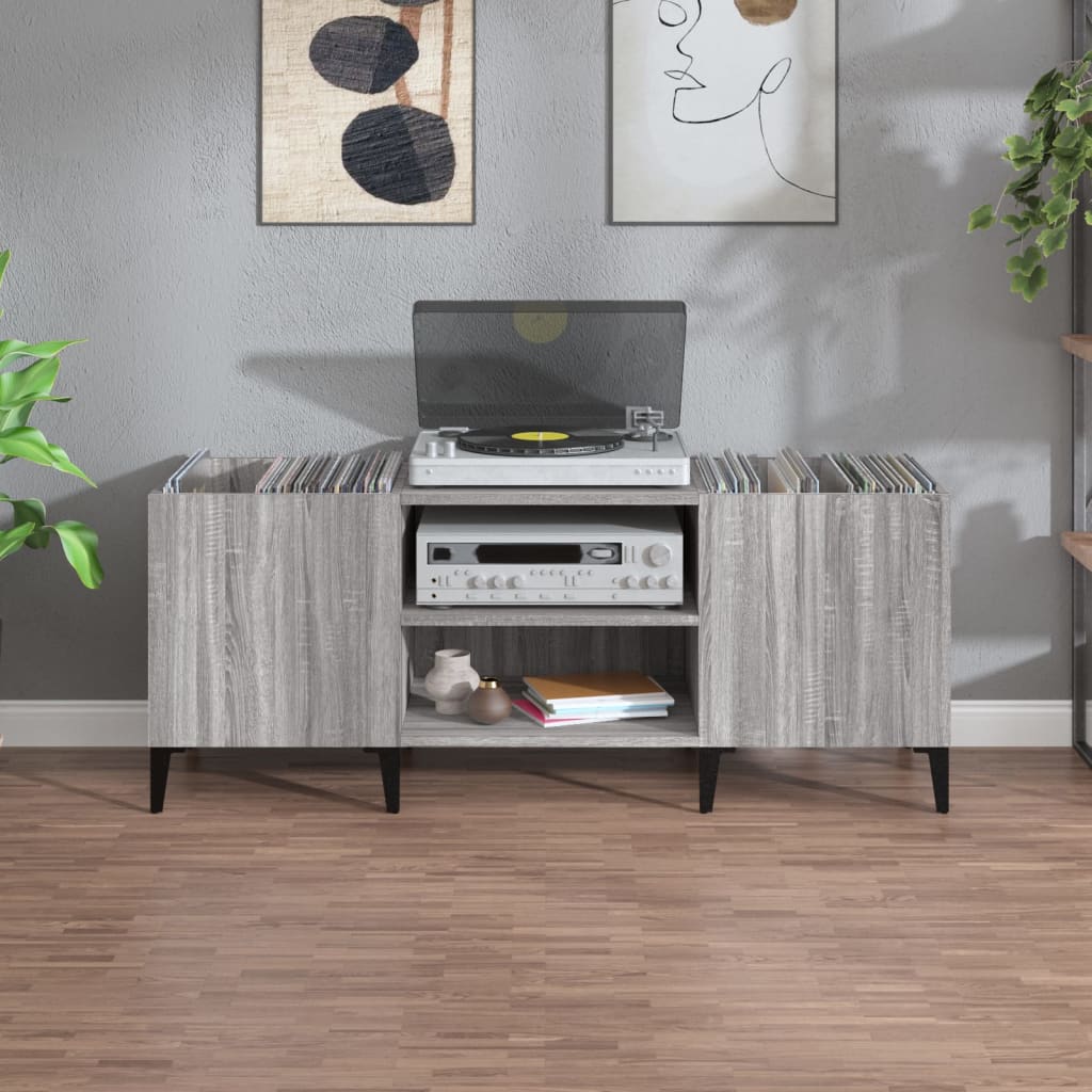 vidaXL Dulap pentru discuri gri sonoma, 121x38x48 cm, lemn prelucrat