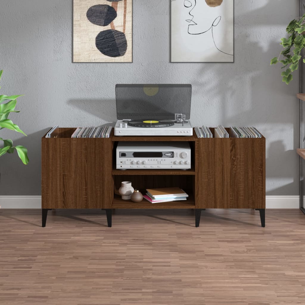vidaXL Dulap pentru discuri stejar maro, 121x38x48 cm, lemn prelucrat vidaXL Dulap pentru discuri stejar maro, 121x38x48 cm, lemn prelucrat