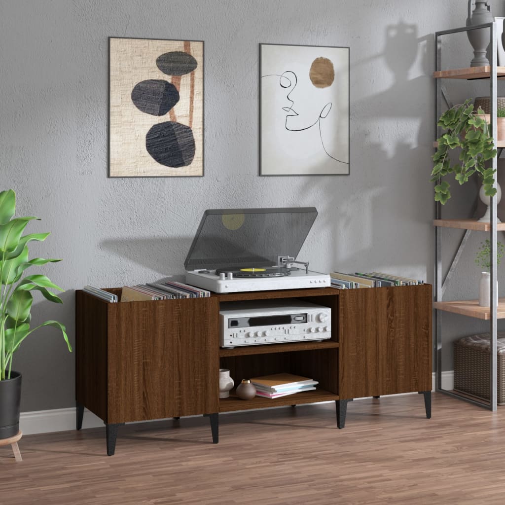 vidaXL Dulap pentru discuri stejar maro, 121x38x48 cm, lemn prelucrat vidaXL Dulap pentru discuri stejar maro, 121x38x48 cm, lemn prelucrat
