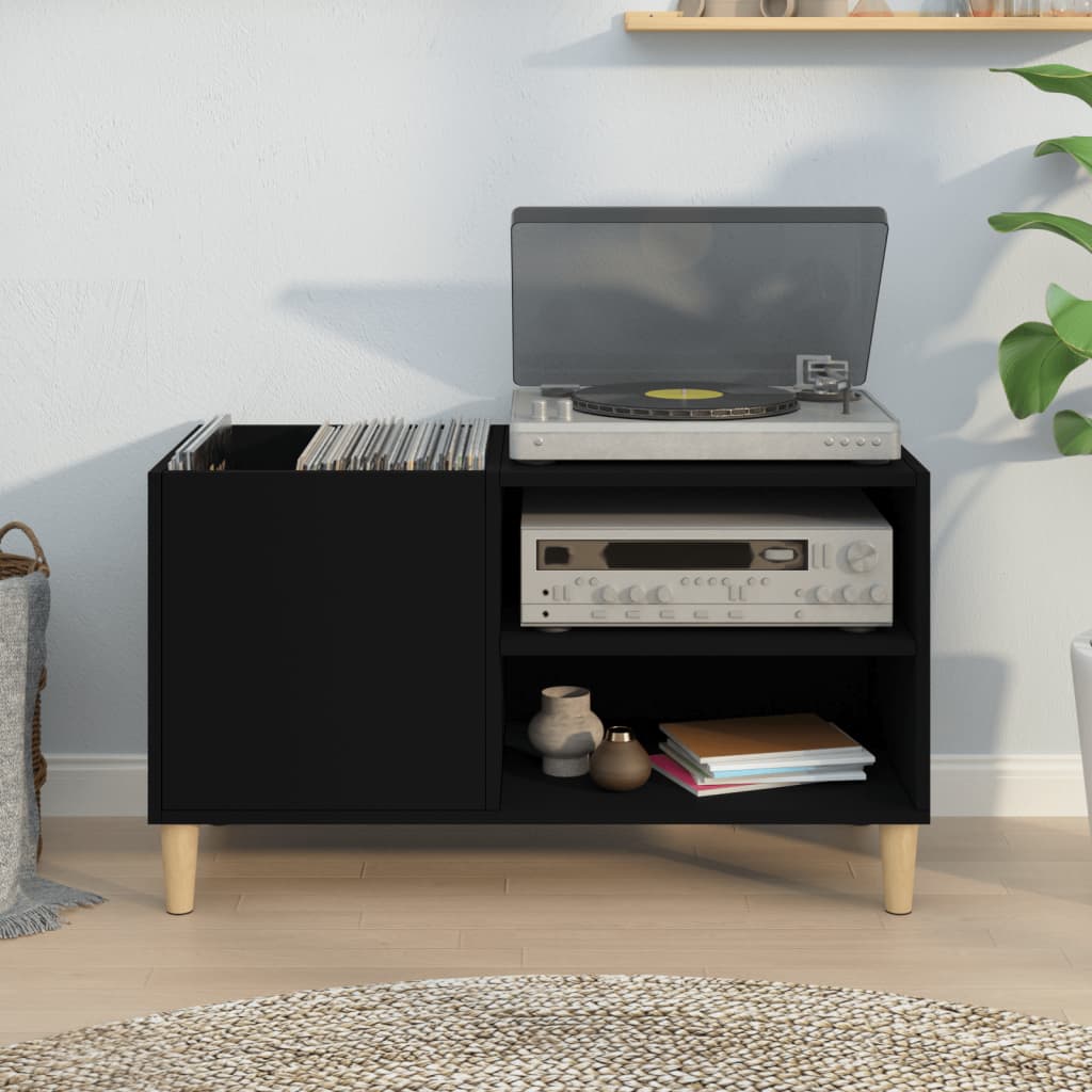 vidaXL Dulap pentru discuri, negru, 84,5x38x48 cm, lemn prelucrat