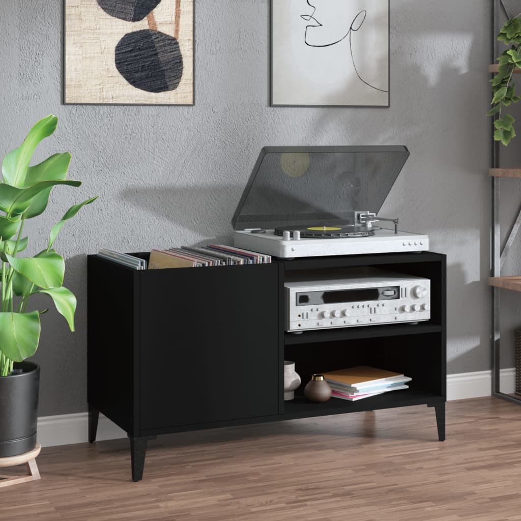 vidaXL Dulap pentru discuri, negru, 84,5x38x48 cm, lemn prelucrat vidaXL Dulap pentru discuri, negru, 84,5x38x48 cm, lemn prelucrat
