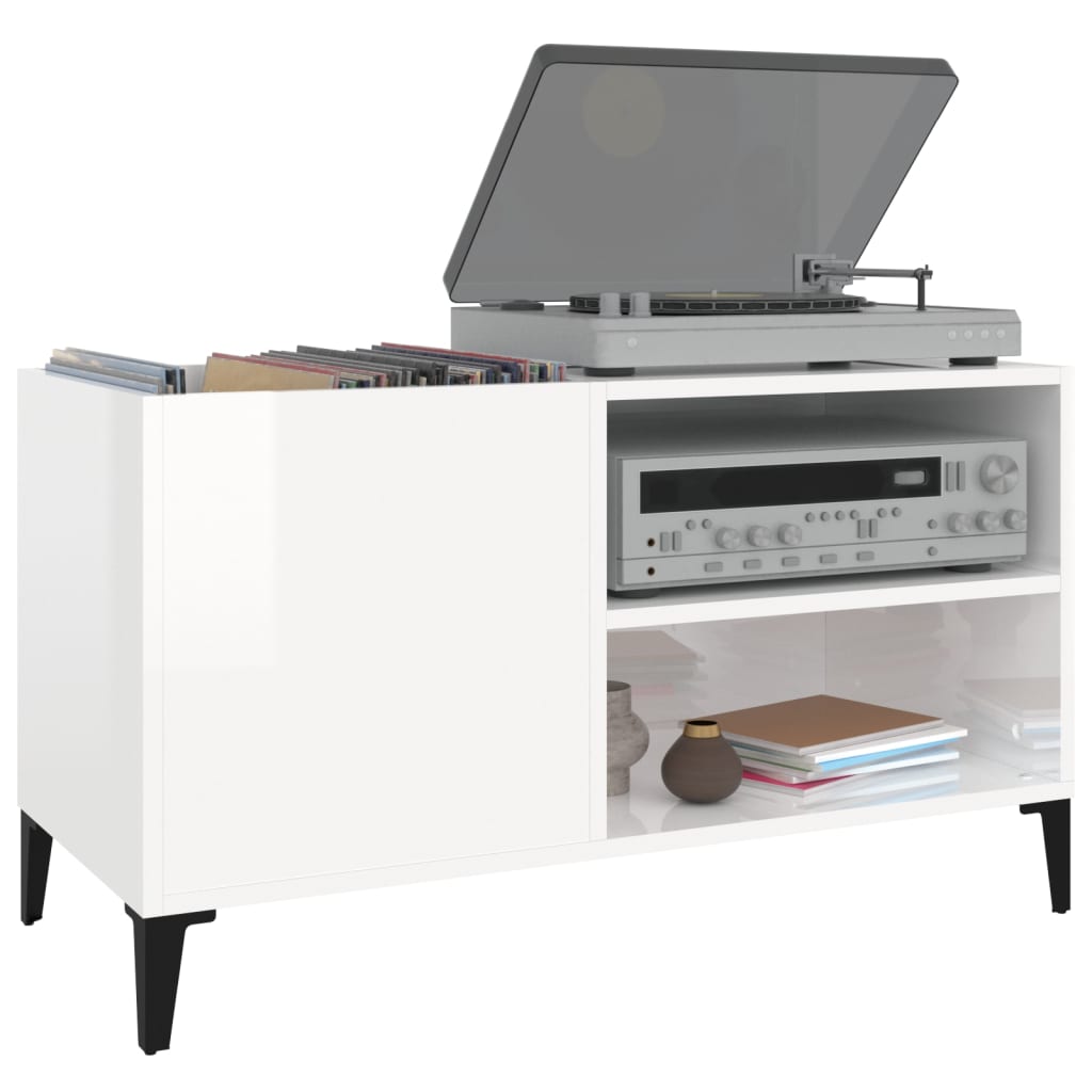 vidaXL Dulapuri pentru discuri alb lucios 84,5x38x48 cm lemn prelucrat vidaXL Dulapuri pentru discuri alb lucios 84,5x38x48 cm lemn prelucrat