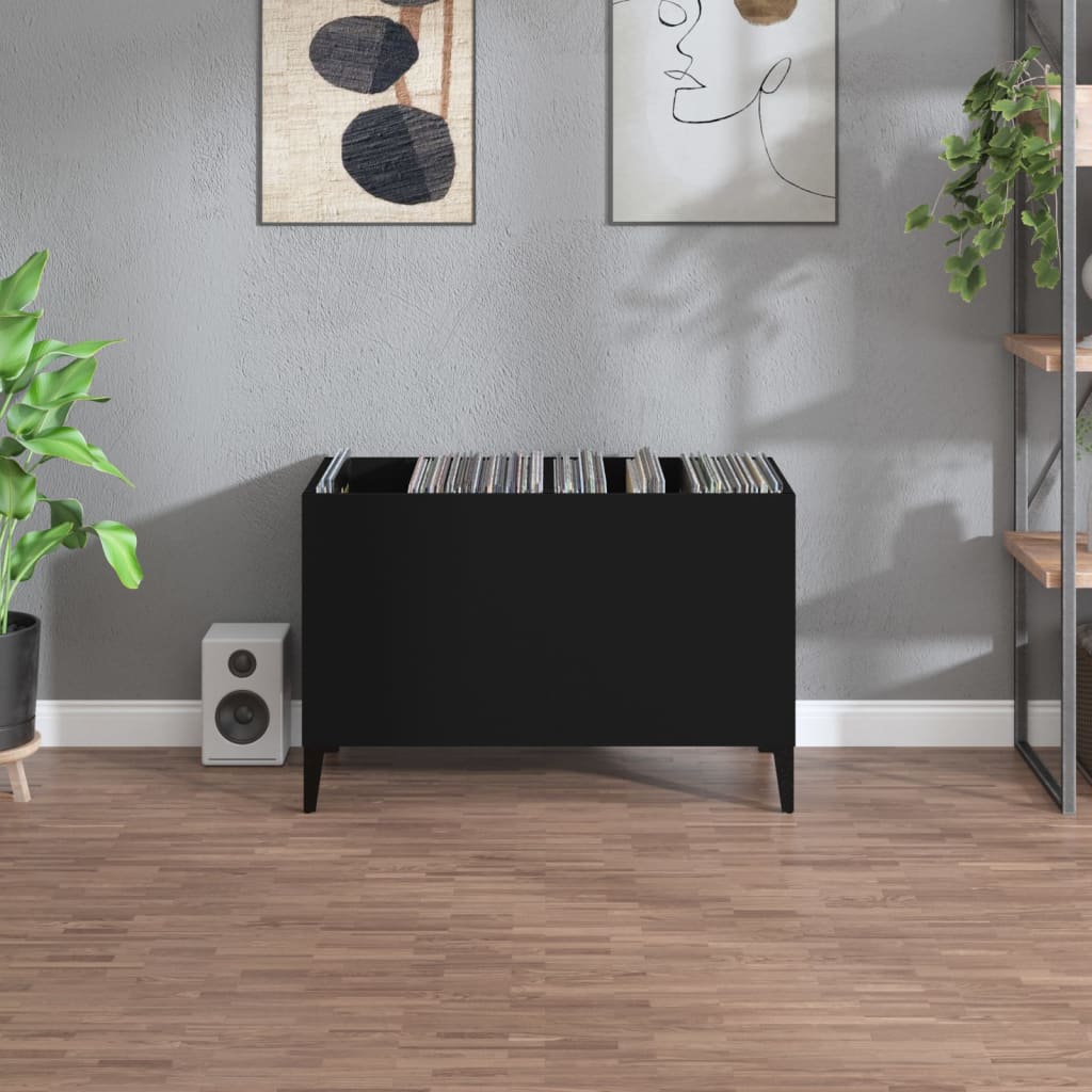 vidaXL Dulap pentru discuri, negru, 74,5x38x48 cm, lemn prelucrat