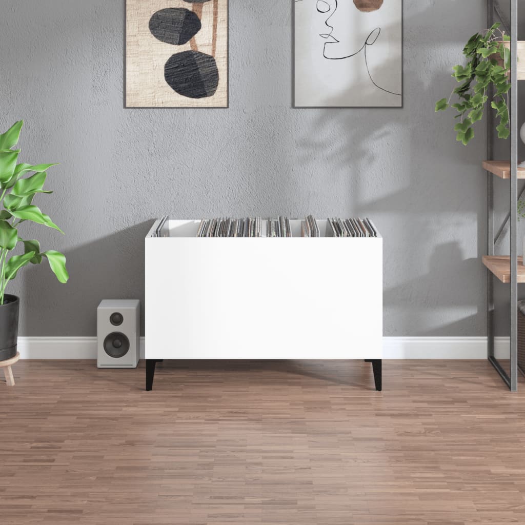vidaXL Dulap pt discuri, alb extralucios 74,5x38x48 cm lemn prelucrat