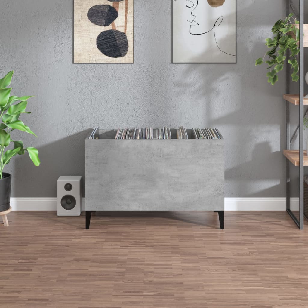 vidaXL Dulap pentru discuri, gri beton, 74,5x38x48 cm, lemn prelucrat