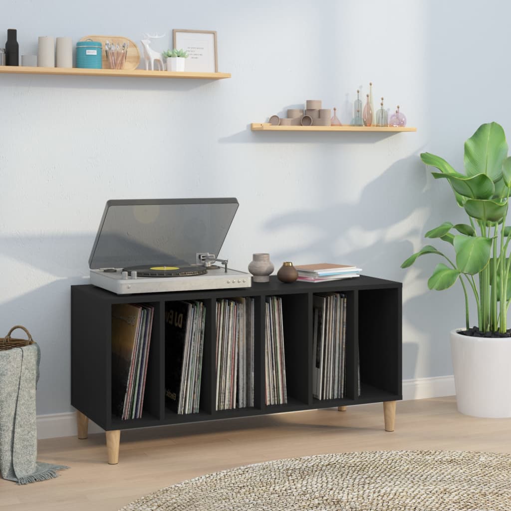 vidaXL Comodă discuri, negru, 100x38x48 cm, lemn prelucrat vidaXL Comodă discuri, negru, 100x38x48 cm, lemn prelucrat