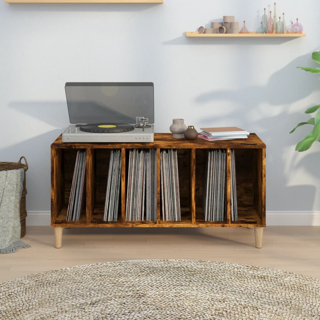 vidaXL Dulap pentru discuri stejar fumuriu 100x38x48 cm lemn compozit vidaXL Dulap pentru discuri stejar fumuriu 100x38x48 cm lemn compozit