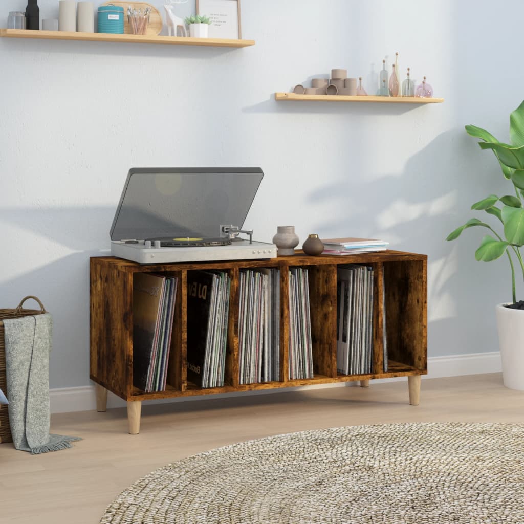 vidaXL Dulap pentru discuri stejar fumuriu 100x38x48 cm lemn compozit vidaXL Dulap pentru discuri stejar fumuriu 100x38x48 cm lemn compozit