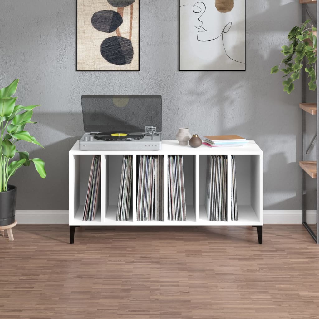 vidaXL Comodă discuri, alb, 100x38x48 cm, lemn prelucrat vidaXL Comodă discuri, alb, 100x38x48 cm, lemn prelucrat