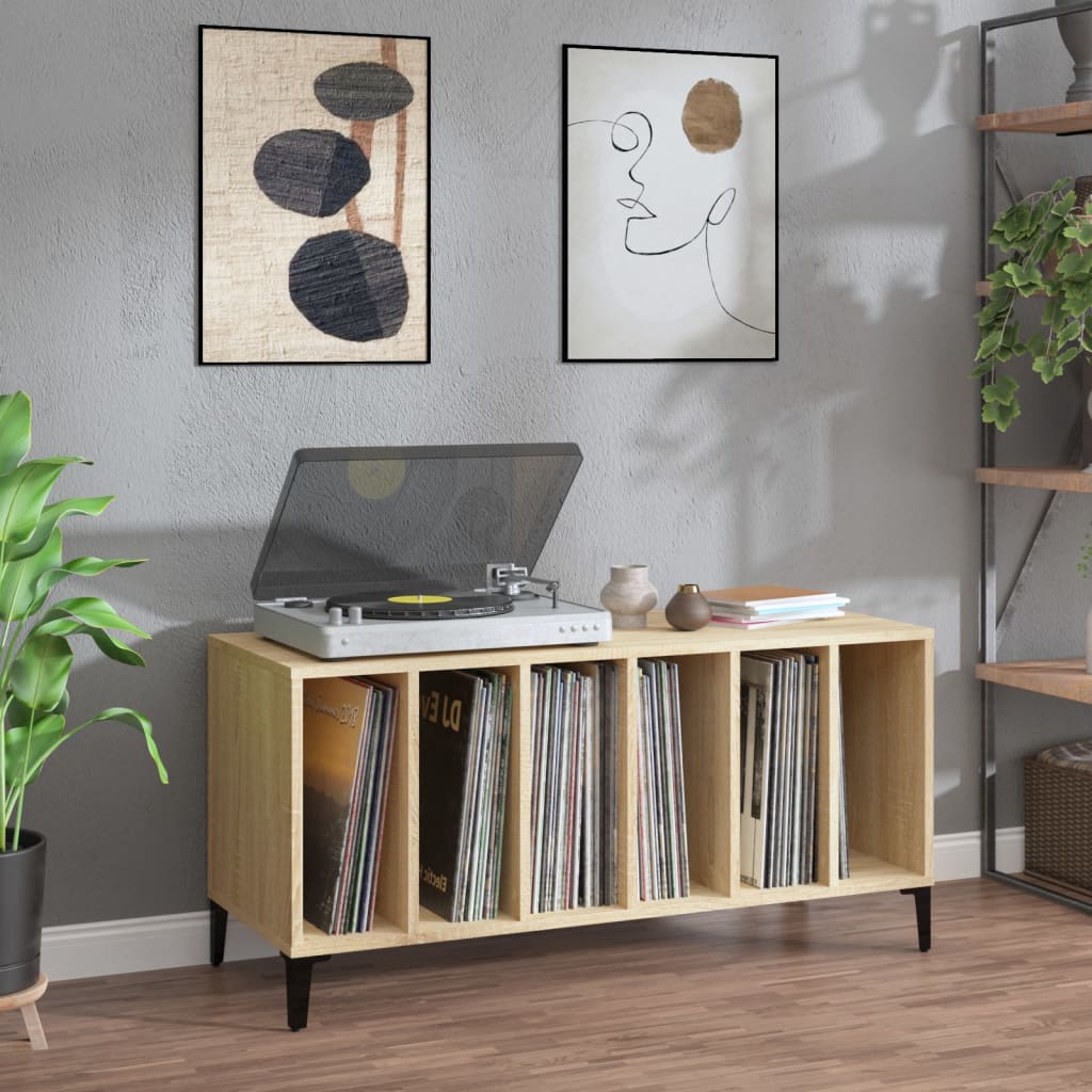 vidaXL Dulap pentru discuri stejar sonoma 100x38x48 cm, lemn prelucrat vidaXL Dulap pentru discuri stejar sonoma 100x38x48 cm, lemn prelucrat