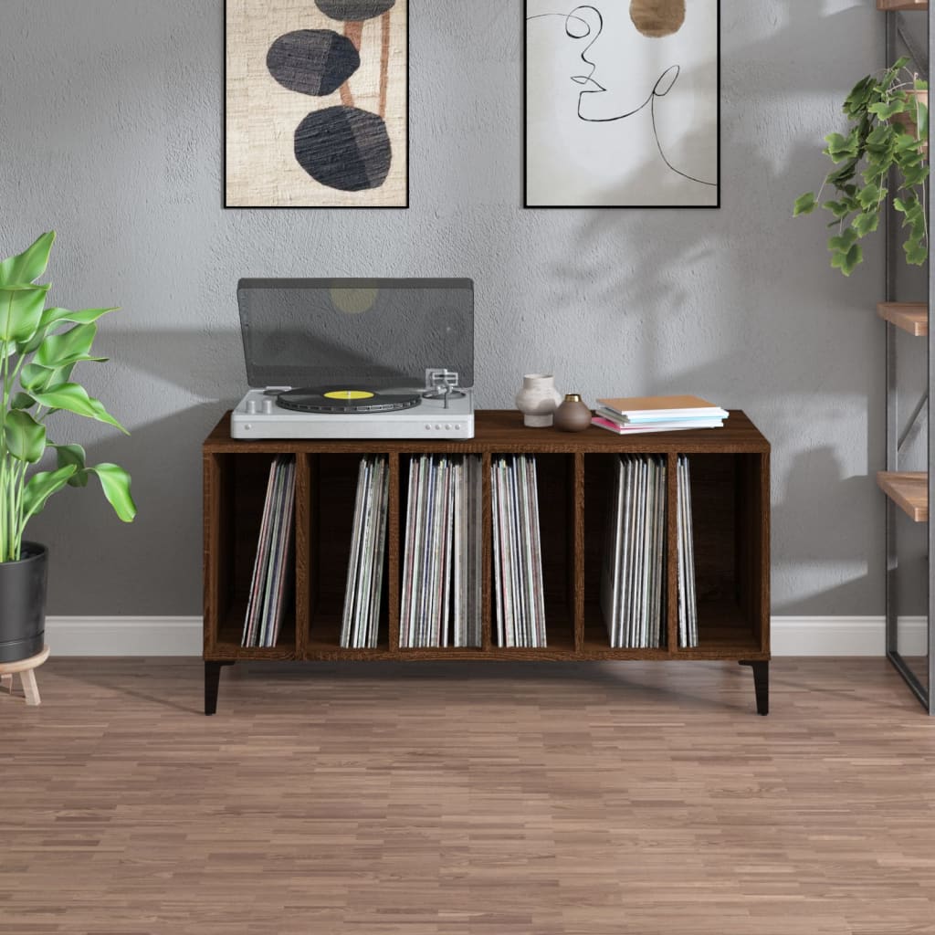vidaXL Dulap pentru discuri stejar maro, 100x38x48 cm, lemn prelucrat vidaXL Dulap pentru discuri stejar maro, 100x38x48 cm, lemn prelucrat