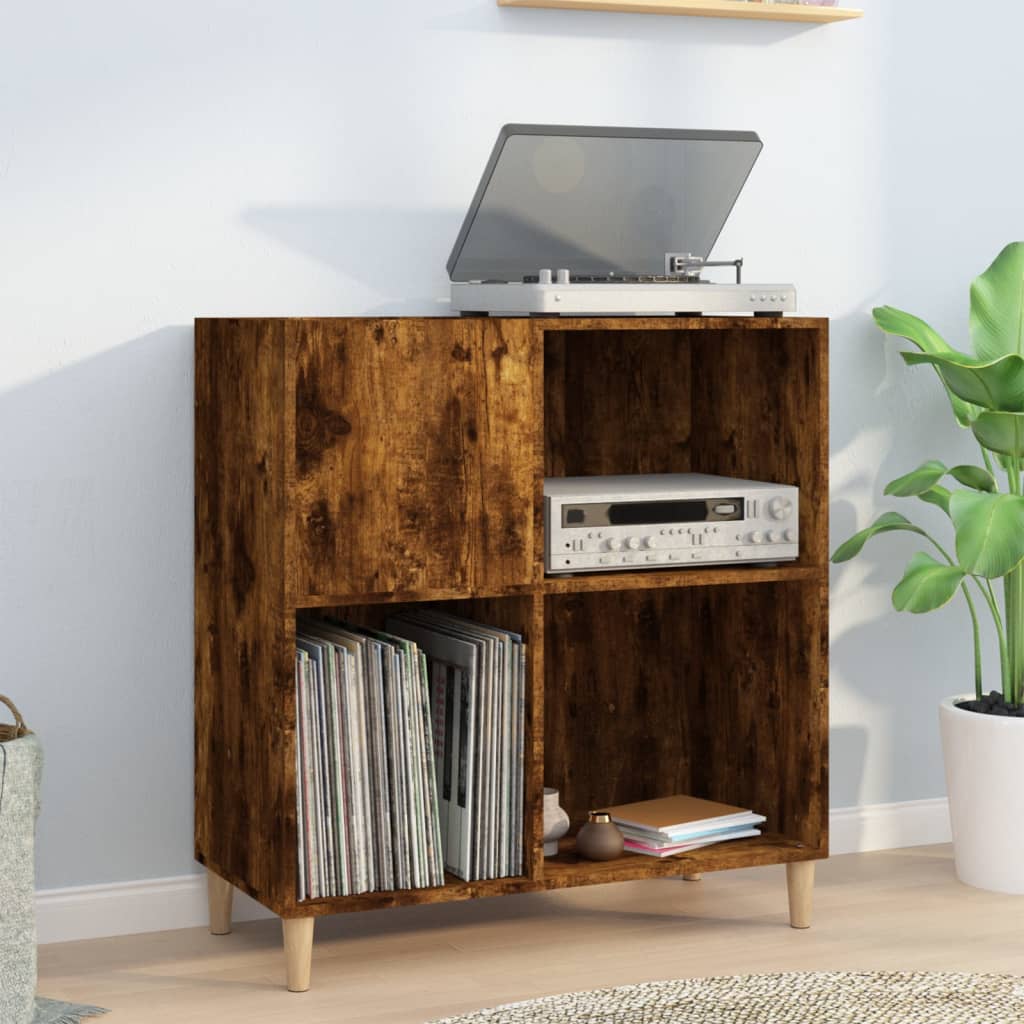 vidaXL Dulap pentru discuri stejar fumuriu 84,5x38x89 cm lemn compozit vidaXL Dulap pentru discuri stejar fumuriu 84,5x38x89 cm lemn compozit