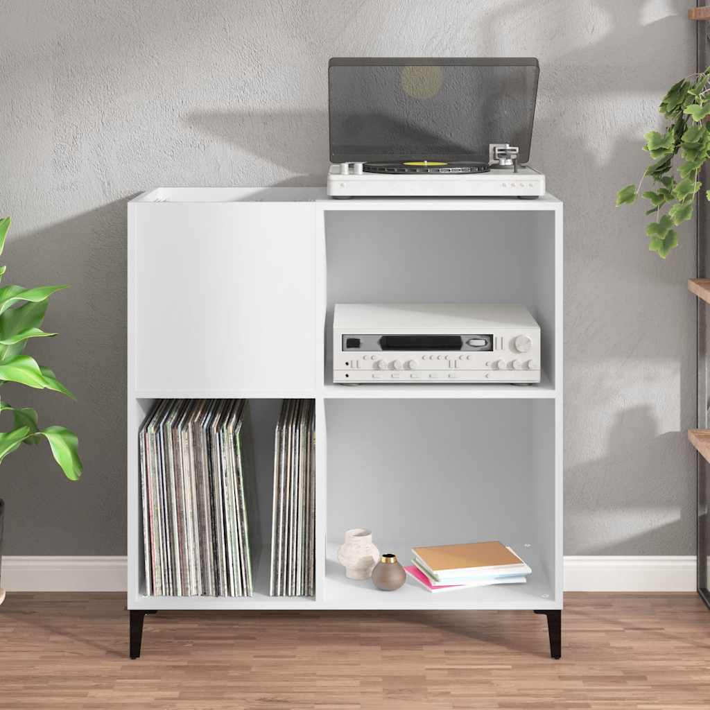 vidaXL Comodă de discuri, alb, 84,5x38x89 cm, lemn compozit vidaXL Comodă de discuri, alb, 84,5x38x89 cm, lemn compozit