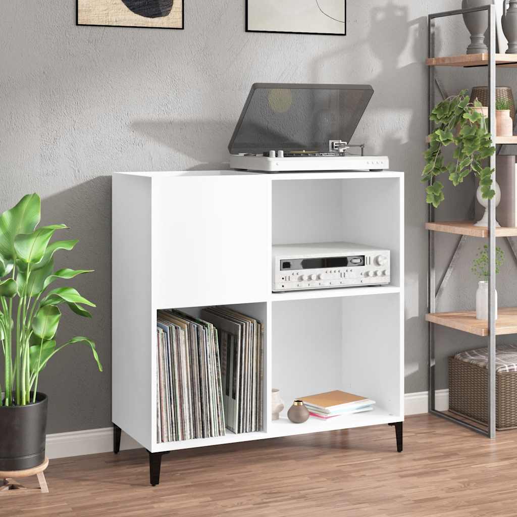 vidaXL Comodă de discuri, alb, 84,5x38x89 cm, lemn compozit vidaXL Comodă de discuri, alb, 84,5x38x89 cm, lemn compozit