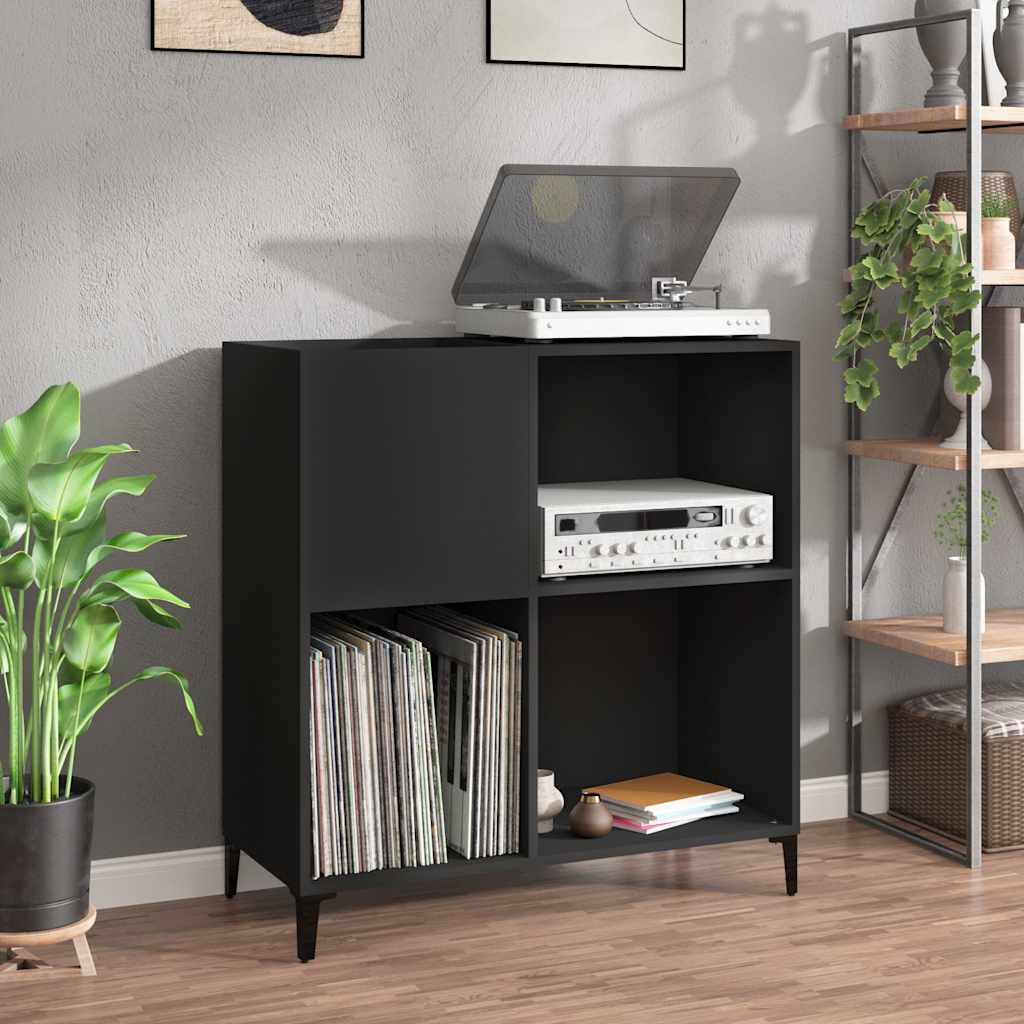 vidaXL Dulap pentru discuri negru 84,5x38x89 cm lemn compozit vidaXL Dulap pentru discuri negru 84,5x38x89 cm lemn compozit