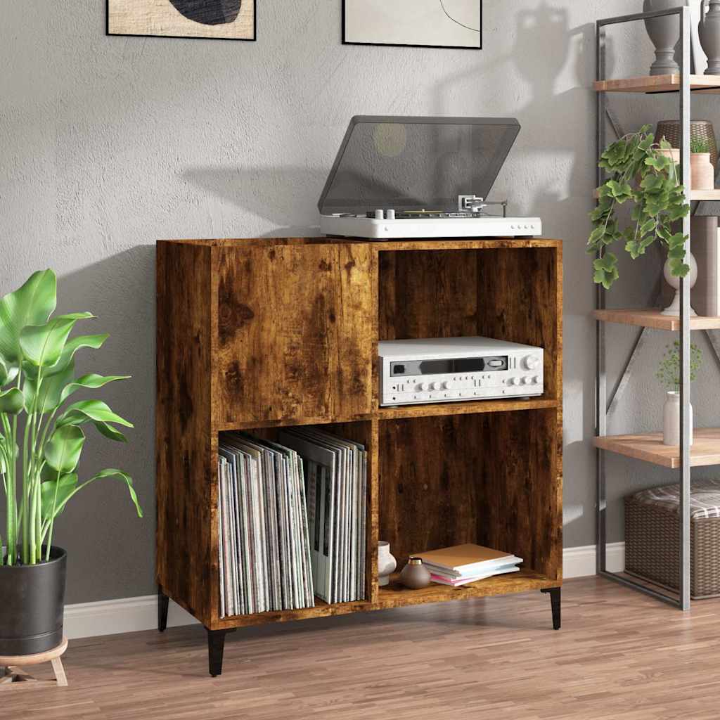 vidaXL Dulap pentru discuri stejar fumuriu 84,5x38x89 cm lemn compozit vidaXL Dulap pentru discuri stejar fumuriu 84,5x38x89 cm lemn compozit