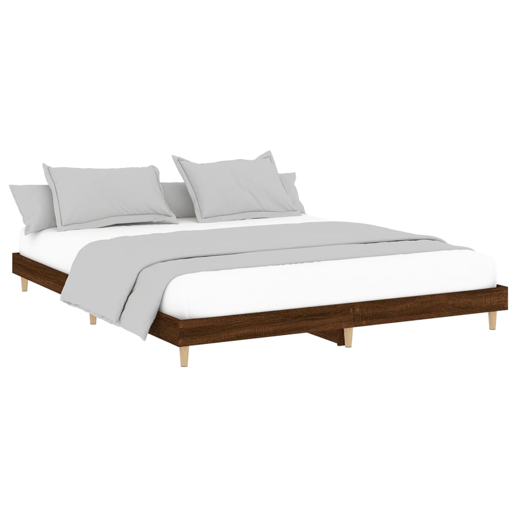 vidaXL Cadru de pat fără saltea Stejar maro 200x200 cm Lemn prelucrat vidaXL Cadru de pat fără saltea Stejar maro 200x200 cm Lemn prelucrat